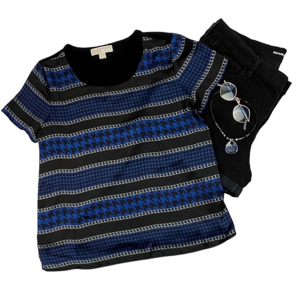 Michael Kors Large Black Blue Chain Top
